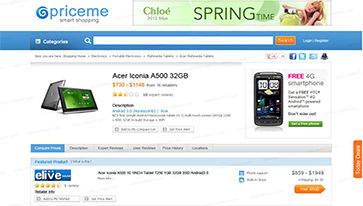 Website Priceme Comparison Shopping Responsive design